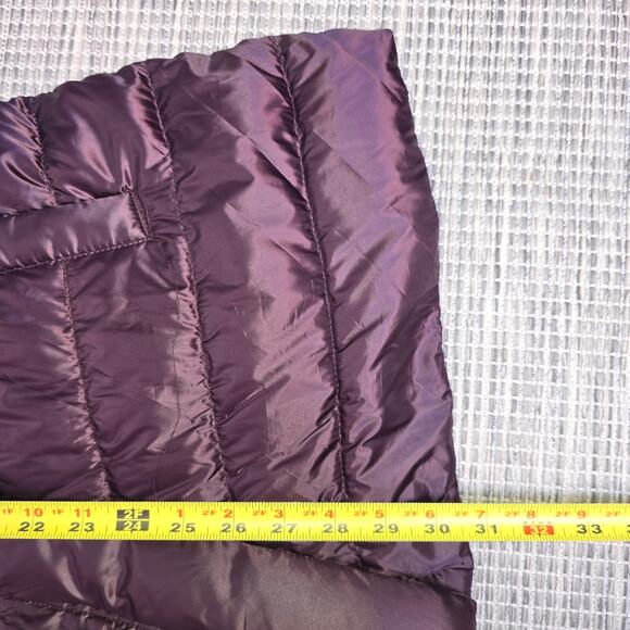 T Tahari Puffer Coat Womens Large Deep Purple Down Filled Quilted Asymmetrical - Picture 12 of 15